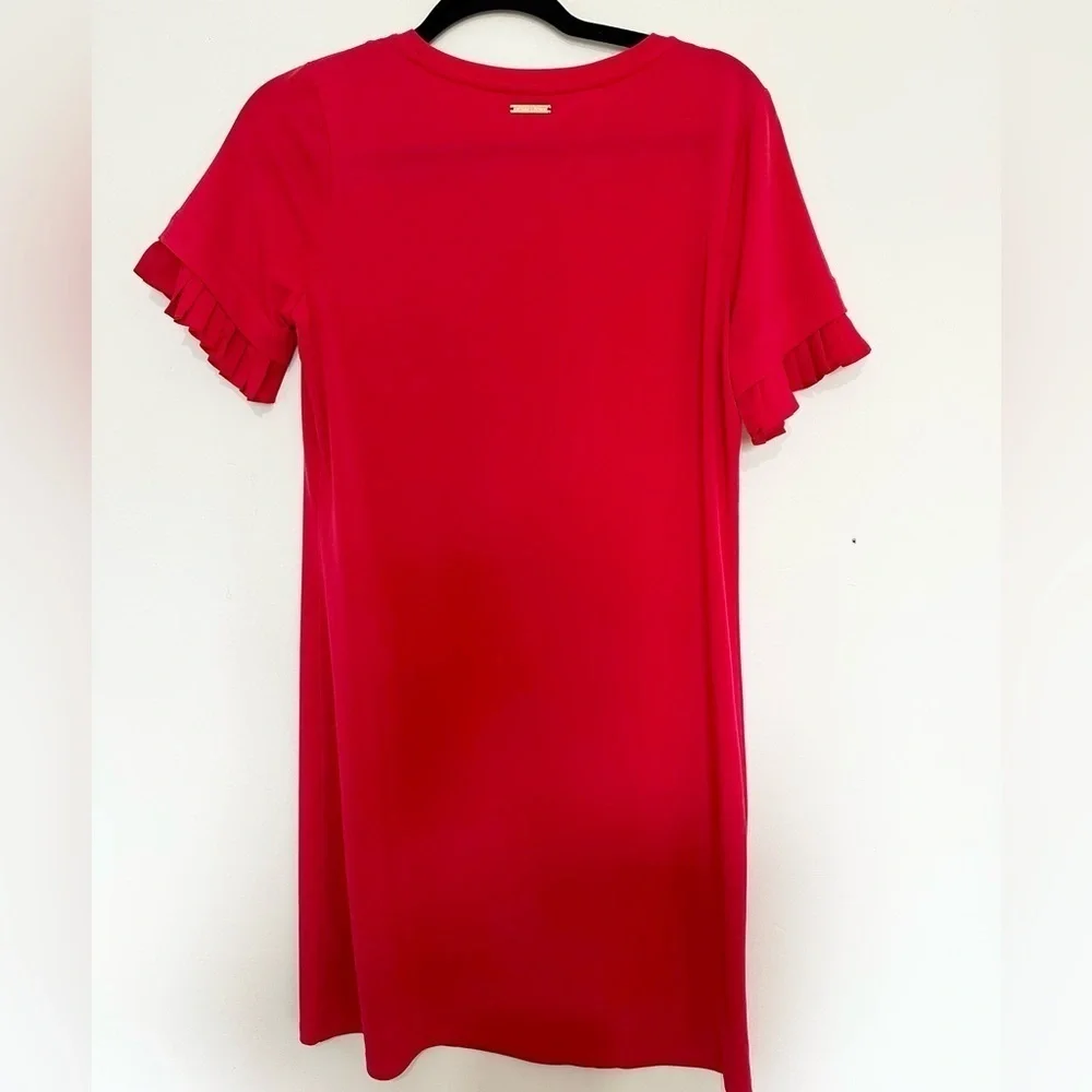 Micheal Kors shift dress Elegant Red Ruffle Sleeve Dress size small